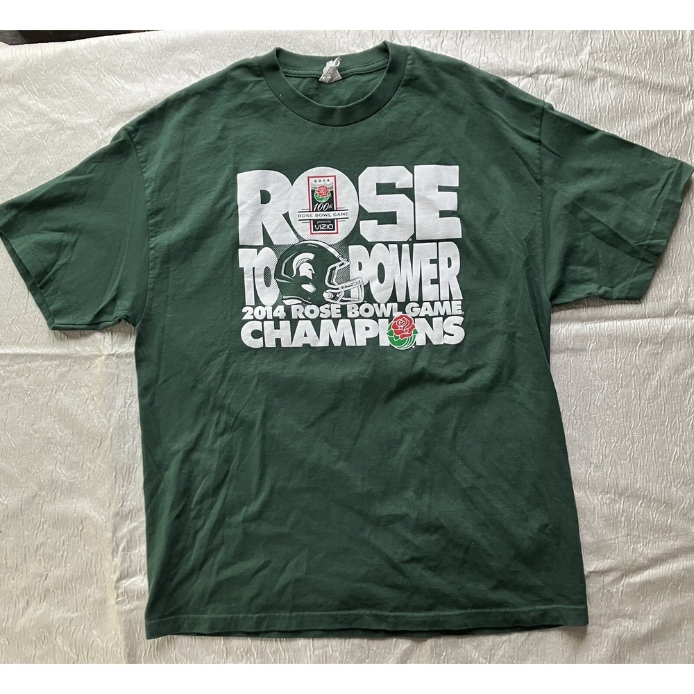 Michigan State Spartans 2014 Rose Bowl Champions T-Shirt Mens XL Green NCAA